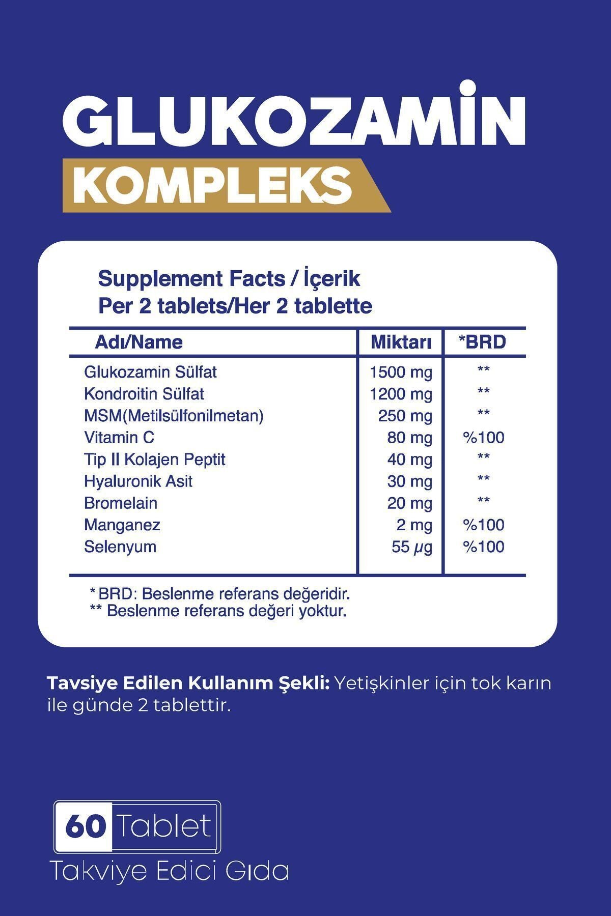 Happy Cure Glukozamin Kompleks 60 Tablet