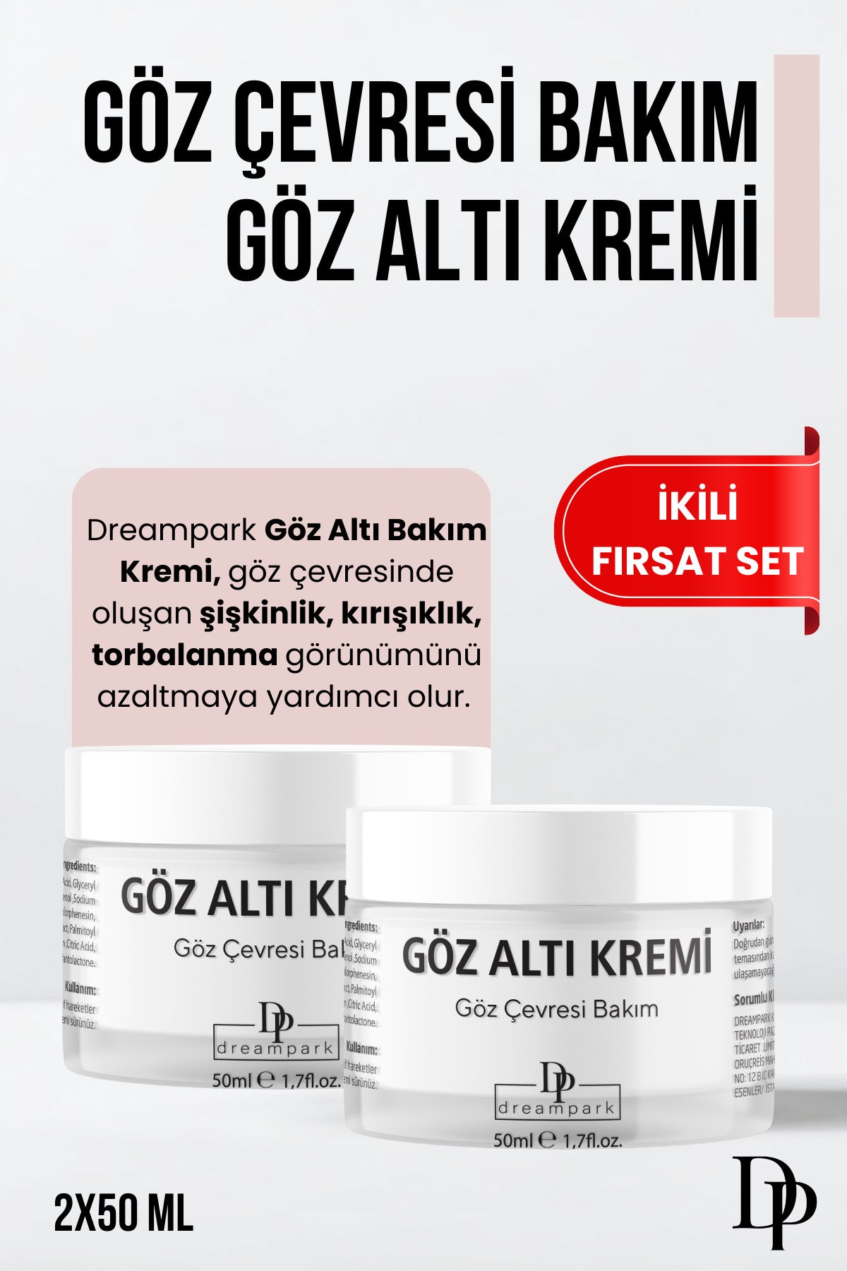 Kafein Destekli Göz Altı Bakım Kremi ikili paket