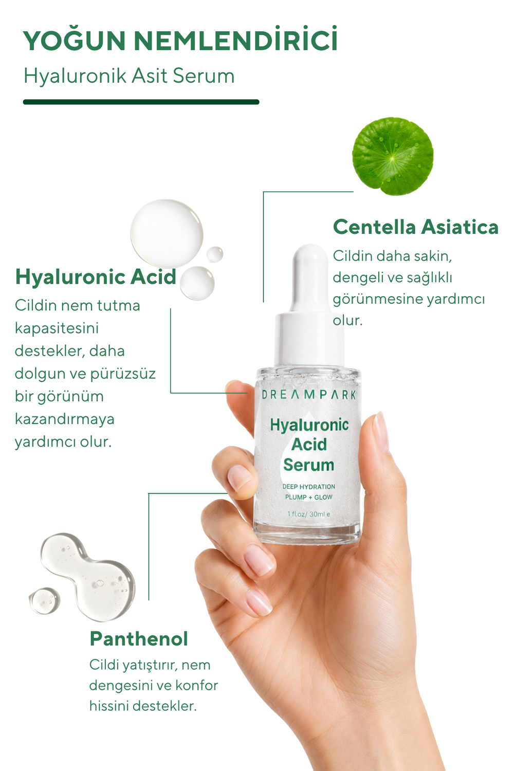 Hyaluronic Acid Serum – Yoğun Nemlendirici ve Cilt Bariyeri Destekleyici 30 ml