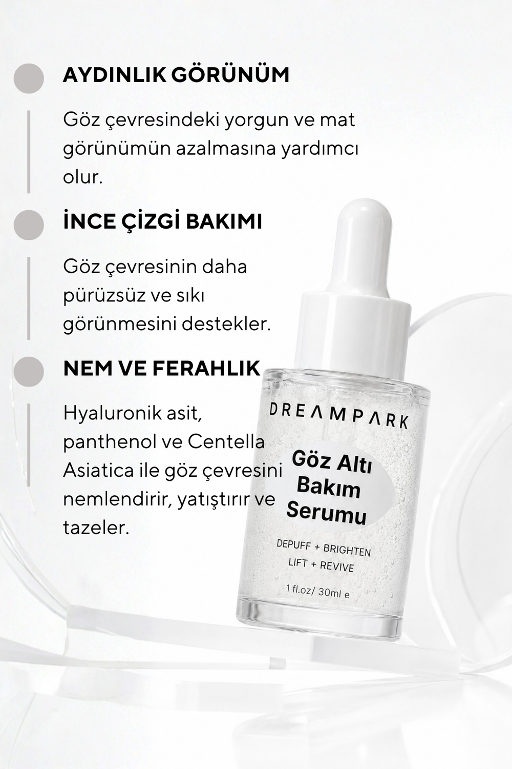 Göz Altı Bakım Serumu – Kafein & Peptit, Morluk ve Şişkinlik Karşıtı 30 ml