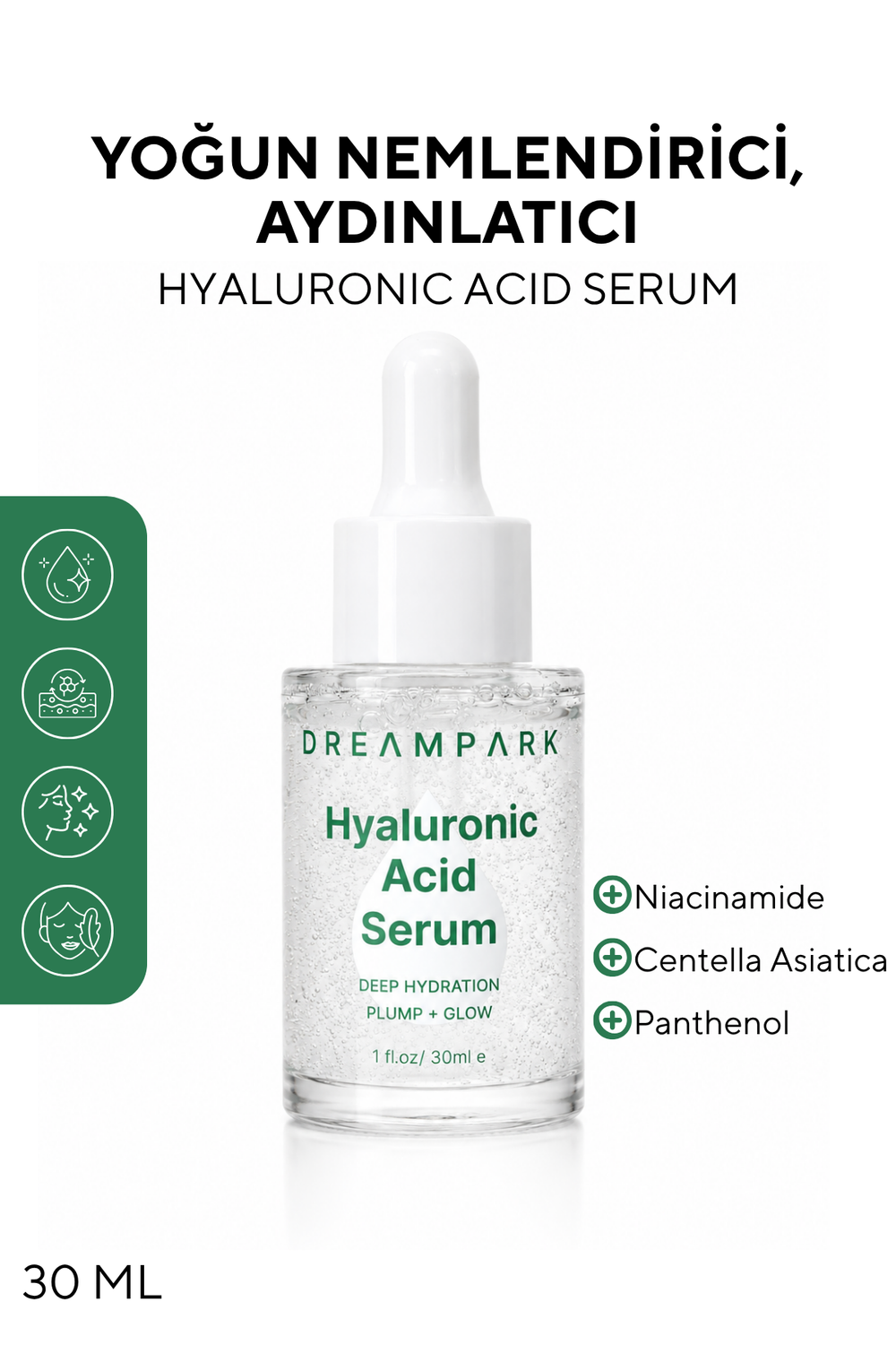 Hyaluronic Acid Serum – Yoğun Nemlendirici ve Cilt Bariyeri Destekleyici 30 ml